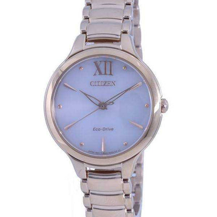 Orologio da donna Citizen con quadrante bianco tono oro rosa in acciaio inossidabile Eco-Drive EM0553-85A