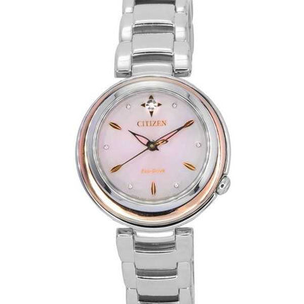 Orologio da donna Citizen L Eco-Drive Diamond Accent in acciaio inossidabile con quadrante rosa EM0589-88X