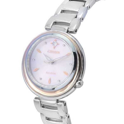 Orologio da donna Citizen L Eco-Drive Diamond Accent in acciaio inossidabile con quadrante rosa EM0589-88X