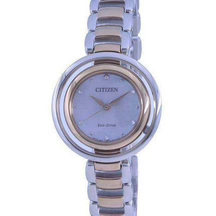 Citizen Diamond Accent Two Tone Stainless Steel Eco-Drive EM0666-89D Orologio da donna