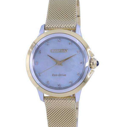 Orologio da donna Citizen Ceci con accenti di diamanti tono oro in acciaio inossidabile Eco-Drive EM0794-54D