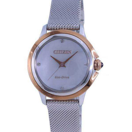 Orologio da donna Citizen Ceci con accenti di diamanti in acciaio inossidabile Eco-Drive EM0796-59Y