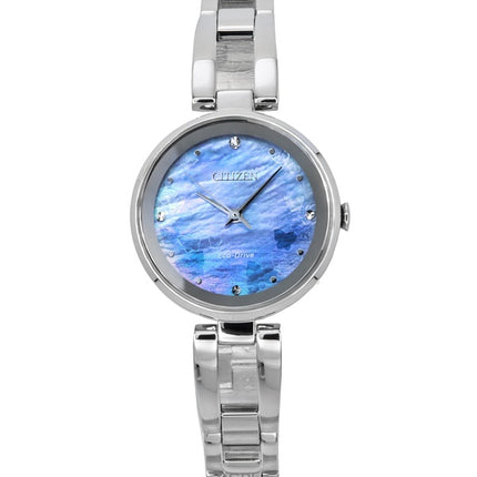 Orologio da donna Citizen Eco-Drive in acciaio inossidabile con quadrante blu madreperla EM0801-85N