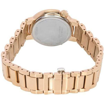 Orologio da donna Citizen Eco-Drive con accenti di diamanti in oro rosa in acciaio inossidabile con quadrante in madreperla EM09