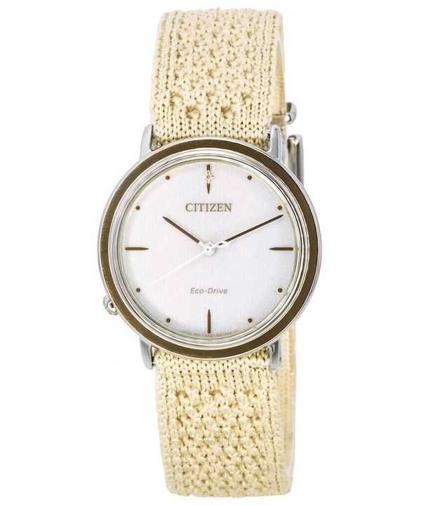 Orologio da donna Citizen L Ambiluna Diamond Accent quadrante beige Eco-Drive EM1006-40A con cinturino in maglia extra