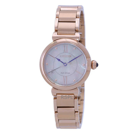Orologio da donna Citizen serie L con accenti di diamanti in oro rosa, acciaio inossidabile, quadrante in madreperla, eco-drive,
