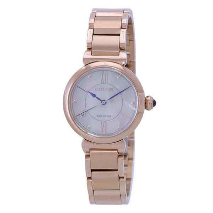 Orologio da donna Citizen serie L con accenti di diamanti in oro rosa, acciaio inossidabile, quadrante in madreperla, eco-drive,
