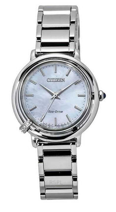 Orologio da donna Citizen L Arcly Diamond Accent in acciaio inossidabile con quadrante in madreperla Eco-Drive EM1090-60D con ci