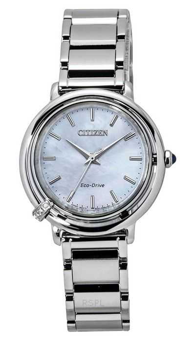 Orologio da donna Citizen L Arcly Diamond Accent in acciaio inossidabile con quadrante in madreperla Eco-Drive EM1090-60D con ci