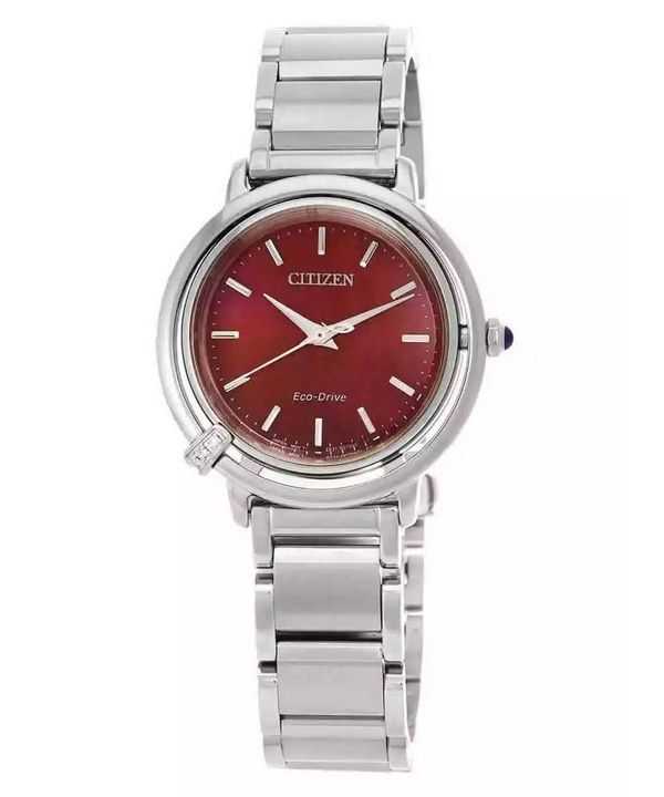 Orologio da donna Citizen L Eco-Drive in acciaio inossidabile con quadrante rosso EM1090-78X