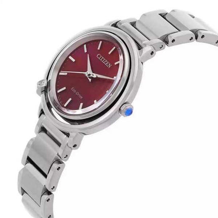 Orologio da donna Citizen L Eco-Drive in acciaio inossidabile con quadrante rosso EM1090-78X