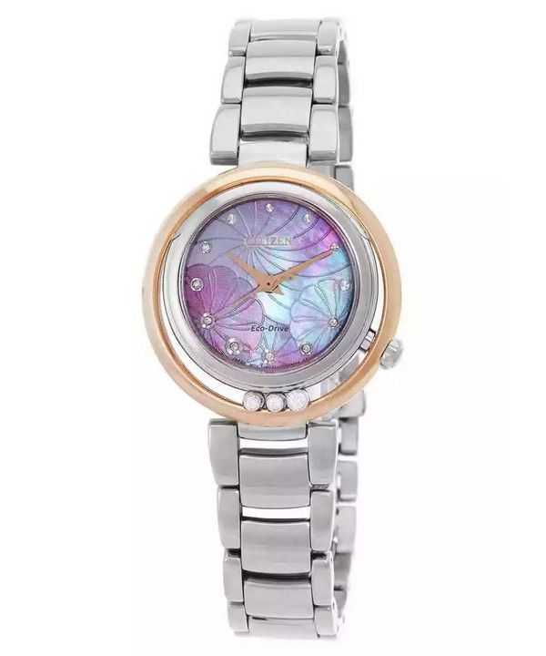 Orologio da donna Citizen L Arcly Eco-Drive con diamanti in acciaio inossidabile e quadrante in madreperla rosa EM1114-80Y