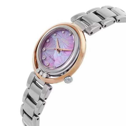 Orologio da donna Citizen L Arcly Eco-Drive con diamanti in acciaio inossidabile e quadrante in madreperla rosa EM1114-80Y