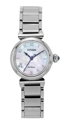 Orologio da donna Citizen L Mae Diamond Accents in acciaio inossidabile con quadrante in madreperla Eco-Drive EM1130-83D