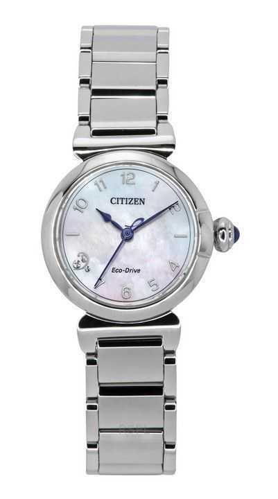Orologio da donna Citizen L Mae Diamond Accents in acciaio inossidabile con quadrante in madreperla Eco-Drive EM1130-83D