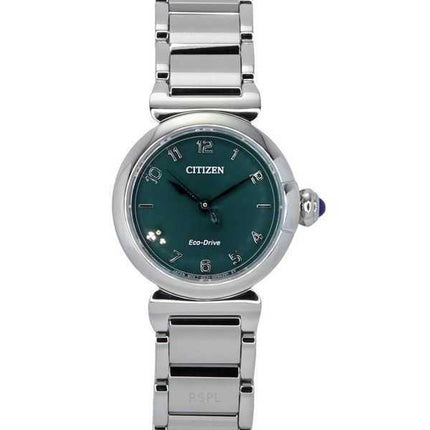 Orologio da donna Citizen L May Bell Mini Diamond Accent in acciaio inossidabile con quadrante verde Eco-Drive EM1130-83X
