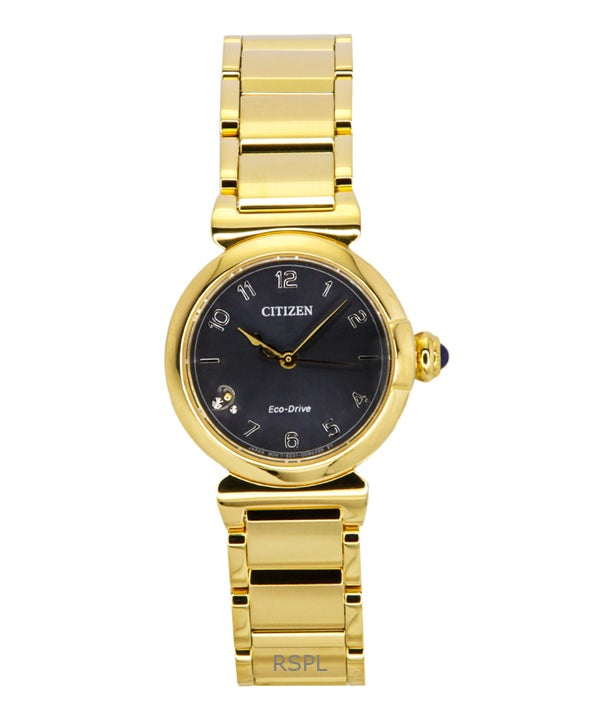 Orologio da donna Citizen L Mae Bells Mini in acciaio inossidabile color oro con quadrante grigio Eco-Drive EM1132-88H