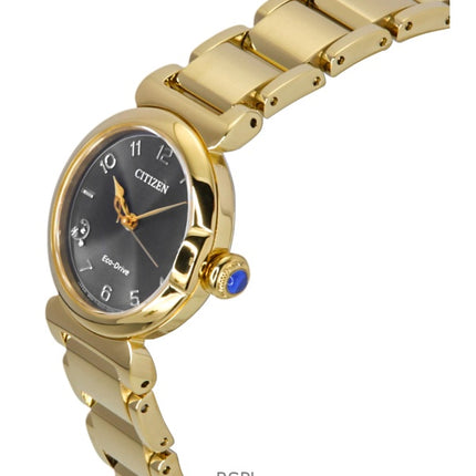 Orologio da donna Citizen L Mae Bells Mini in acciaio inossidabile color oro con quadrante grigio Eco-Drive EM1132-88H