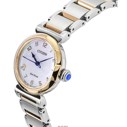 Orologio da donna Citizen L May Bells Mini in acciaio inossidabile con quadrante in madreperla bianca Eco-Drive EM1136-87D