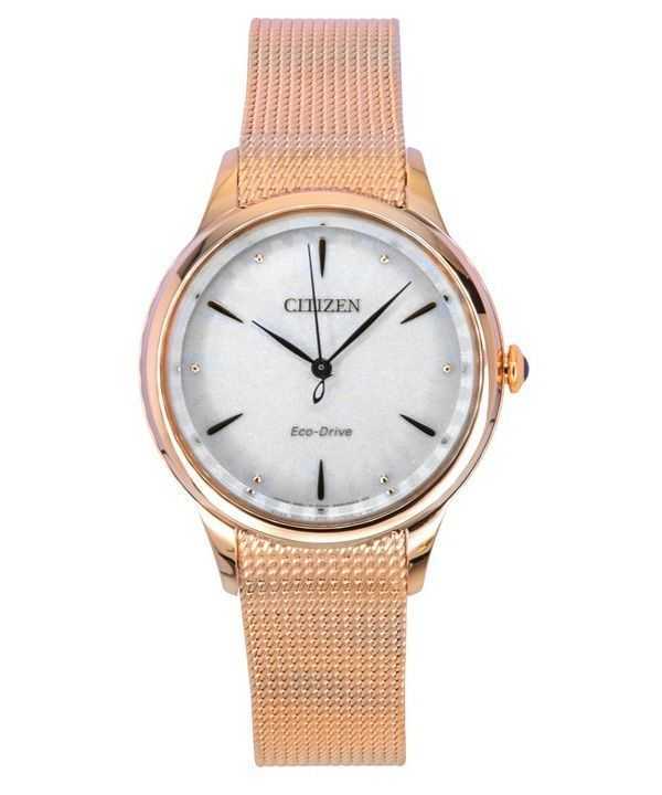 Orologio da donna Citizen L in acciaio inossidabile color oro rosa con quadrante bianco Eco-Drive EM1153-88A