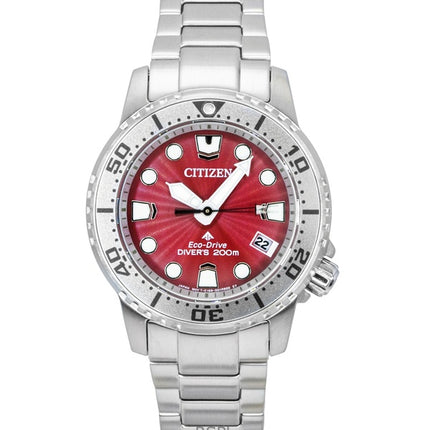 Orologio da donna Citizen Promaster Dive in acciaio inossidabile con quadrante rosso Eco-Drive EO2027-50Z 200M