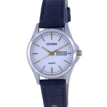 Orologio da donna Citizen analogico in pelle quadrante bianco al quarzo EQ0599-11A.G