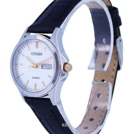 Orologio da donna Citizen analogico in pelle quadrante bianco al quarzo EQ0599-11A.G