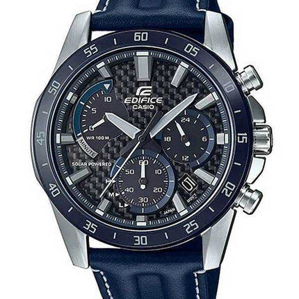 Orologio da uomo Casio Edifice cronografo con cinturino in pelle solare EQS-930BL-2A EQS930BL-2 100M