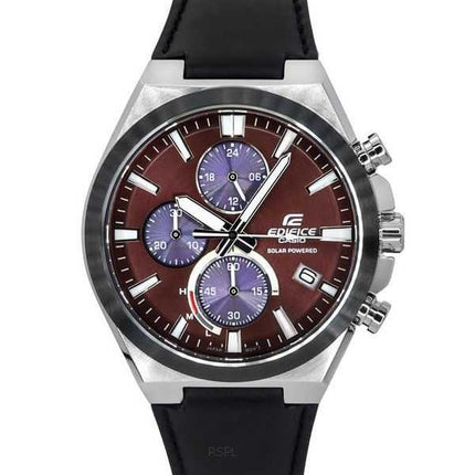 Casio Edifice Analog Cronografo Cinturino in Pelle Quadrante Bordeaux Solare EQS-950BL-5A 100M Orologio da Uomo