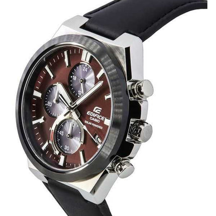 Casio Edifice Analog Cronografo Cinturino in Pelle Quadrante Bordeaux Solare EQS-950BL-5A 100M Orologio da Uomo