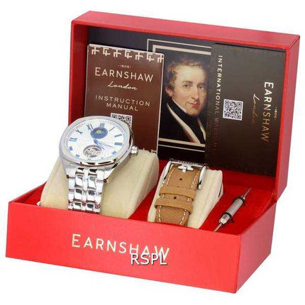 Thomas Earnshaw Peel Limited Edition Moon Phase Silver Sky Open Heart Dial Automatic ES-8206-44 Orologio da uomo