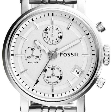 Fossil Boyfriend Chronograph Silver Tone Dial ES2198 Orologio da donna