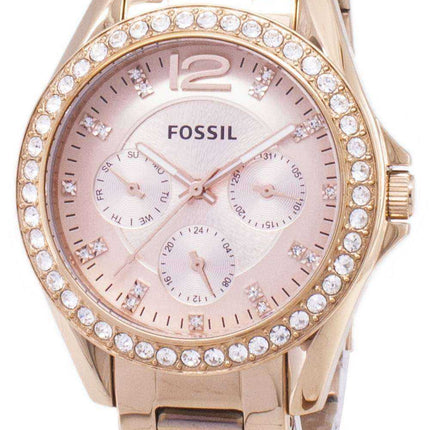 Orologio da donna Fossil Riley multifunzione in cristallo oro rosa ES2811