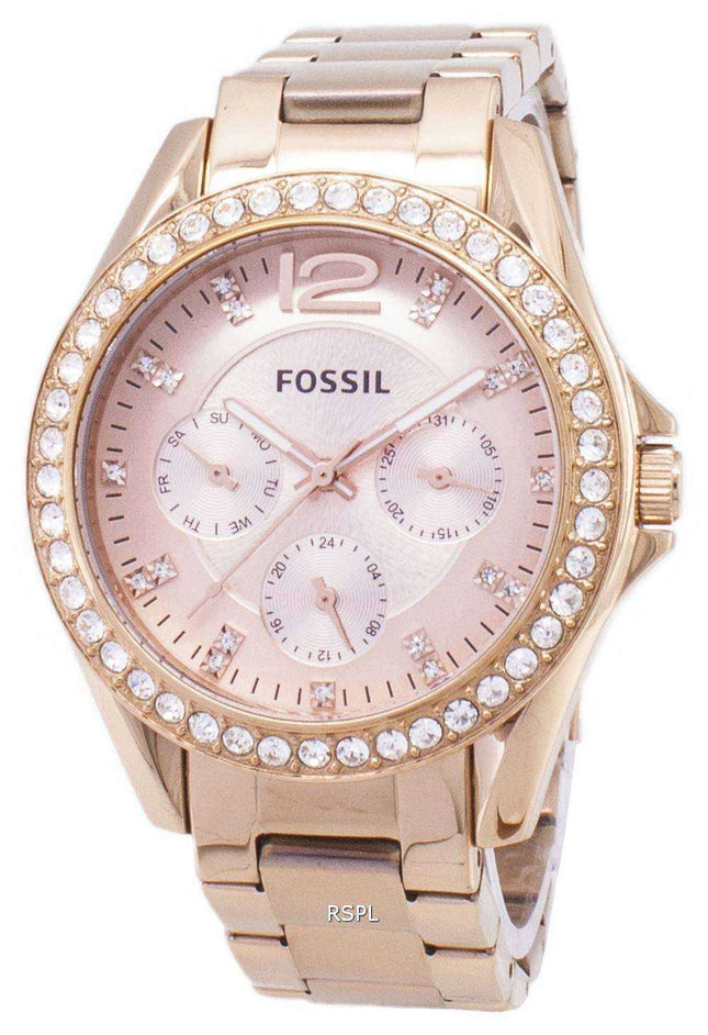 Orologio da donna Fossil Riley multifunzione in cristallo oro rosa ES2811