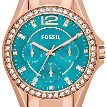 Fossil Riley Multi-Function Rose Gold-Tone Turquoise Dial ES3385 Orologio da donna