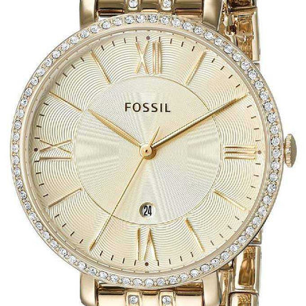 Fossil Jacqueline Champagne quadrante cristalli tono oro impreziosito orologio da donna ES3547