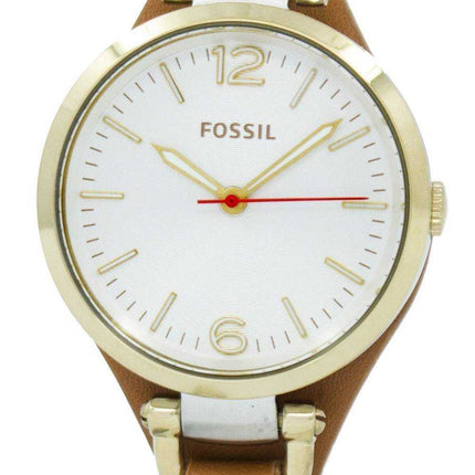 Orologio donna Fossil Georgia quadrante bianco oro rosa cinturino in pelle marrone ES3565