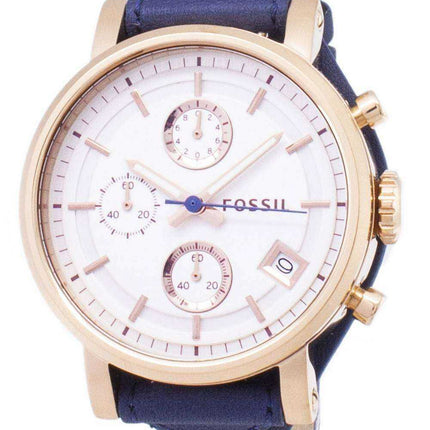 Fossil Original Boyfriend Quartz Cronografo Cinturino in pelle blu ES3838 Orologio da donna