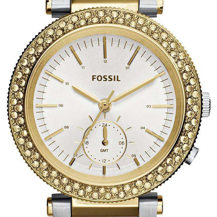 Fossil Urban Traveller multifunzione quadrante argentato in acciaio inossidabile bicolore ES3850 orologio da donna