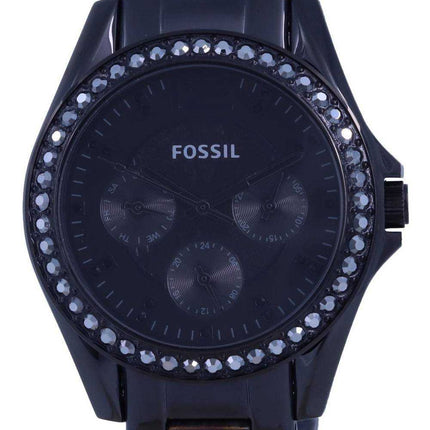 Orologio da donna Fossil Riley multifunzione quadrante nero in acciaio inossidabile al quarzo ES4519
