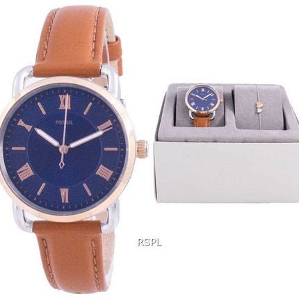 Fossil Copeland quadrante blu al quarzo ES4913SET con orologio da donna in confezione regalo