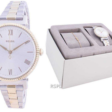 Fossil Daisy Silver Dial ES4914SET in acciaio inossidabile al quarzo con set regalo da donna