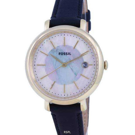 Orologio da donna solare ES5093 con cinturino in pelle con quadrante in madreperla Fossil Jacqueline