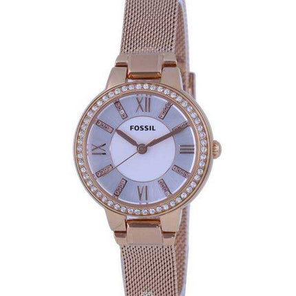 Orologio da donna Fossil Virginia Crystal accenti quadrante bianco oro rosa acciaio inossidabile quarzo ES5111