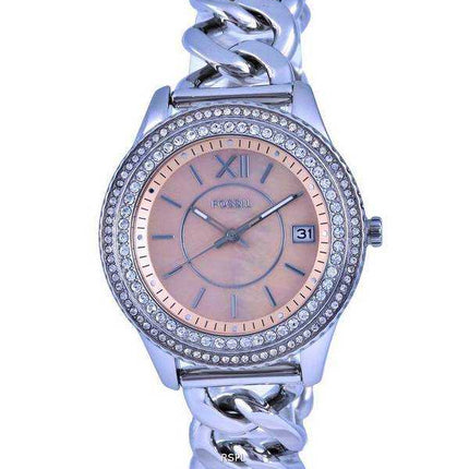 Fossil Stella accenti di cristallo in oro rosa madreperla quadrante quarzo ES5134 orologio da donna