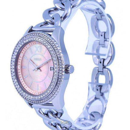 Fossil Stella accenti di cristallo in oro rosa madreperla quadrante quarzo ES5134 orologio da donna