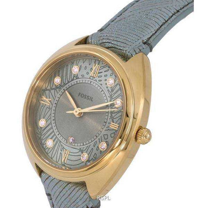 Orologio da donna ES5163 al quarzo con quadrante verde in pelle fossile Gabby