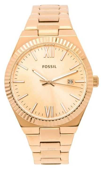 Orologio da donna Fossil Scarlette Rose Gold in acciaio inossidabile Rose Gold Sunray Dial Quartz ES5258