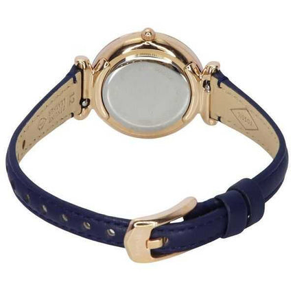 Orologio da donna Fossil Carlie Crystal Accents quadrante argento pelle LiteHide blu navy al quarzo ES5295