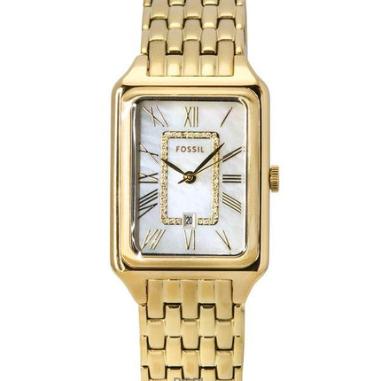 Orologio da donna Fossil Raquel in acciaio inossidabile color oro con quadrante in madreperla bianca e quarzo ES5304